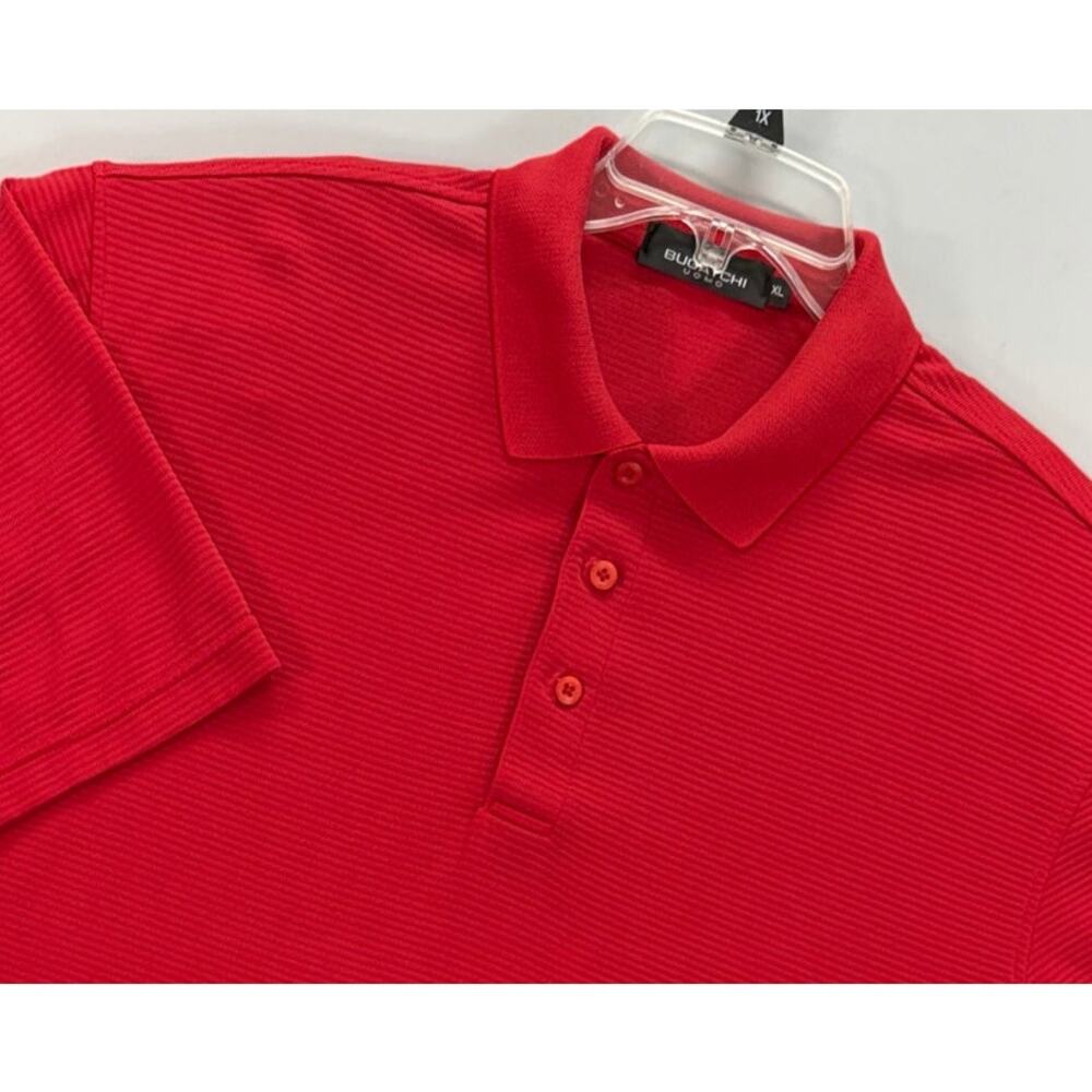 Bugatchi Uomo Polo Shirt Mens XL Red Textured Short Sleeve Luxury Casual Golf